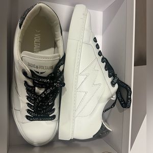 Zadig and Voltaire contrast lace leather sneakers